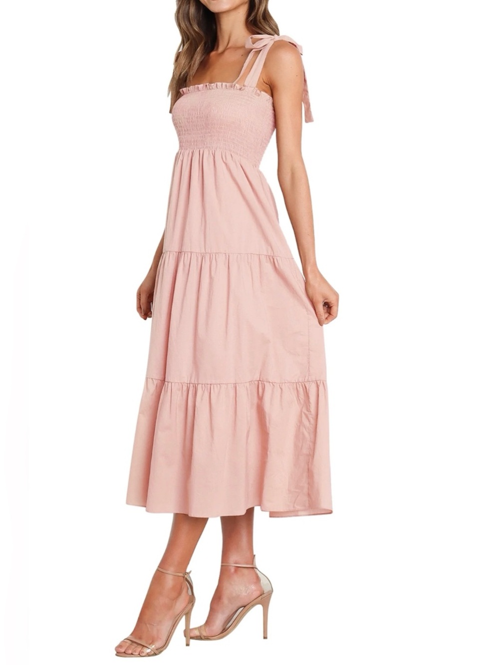 Petal & Pup Tie-Shoulder Smocked Midi Dress - Blush Pink - Picture 9 of 9